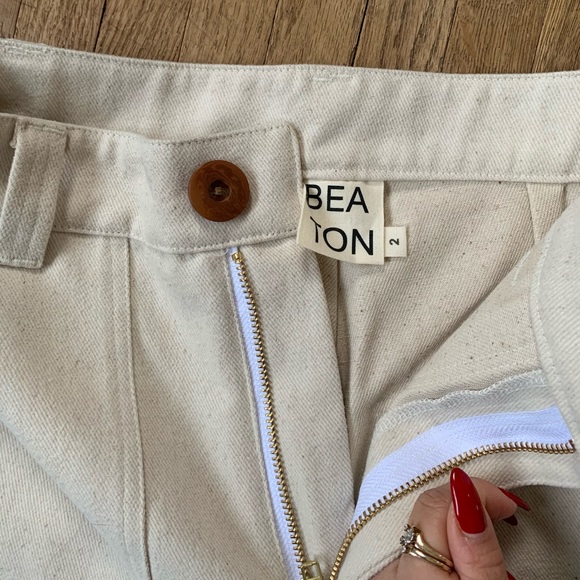 SOLD. Beaton Linen, Utility Pant. Alabaster Denim. - Picture 2 of 6